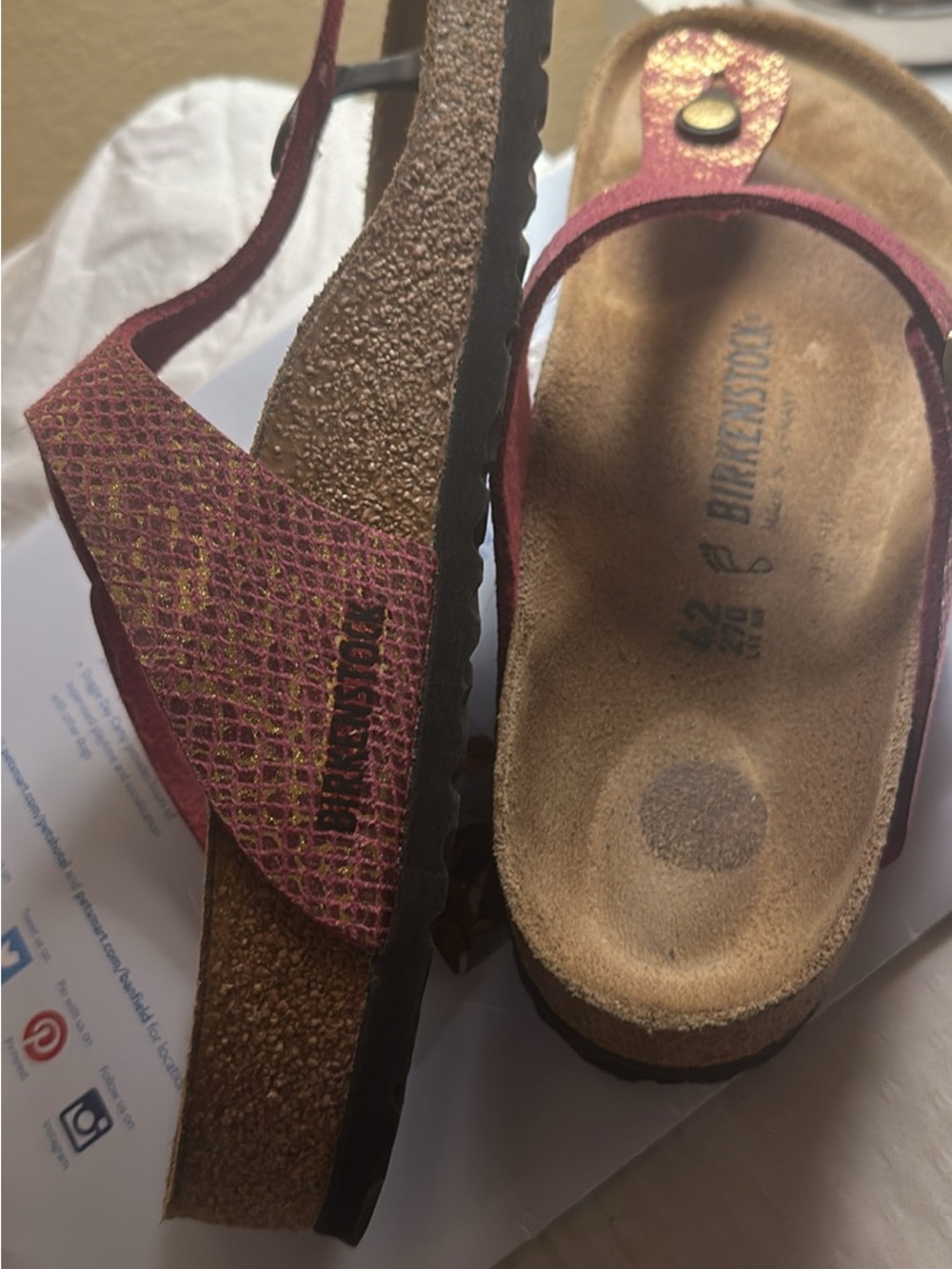 Birkenstock Women's Metallic Rose Thong Sandals